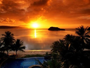Guam island sunset view